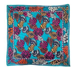 Vintage 1980's Ginnie Johansen 34" x 34" Square Cotton Scarf Fish & Shells Motif